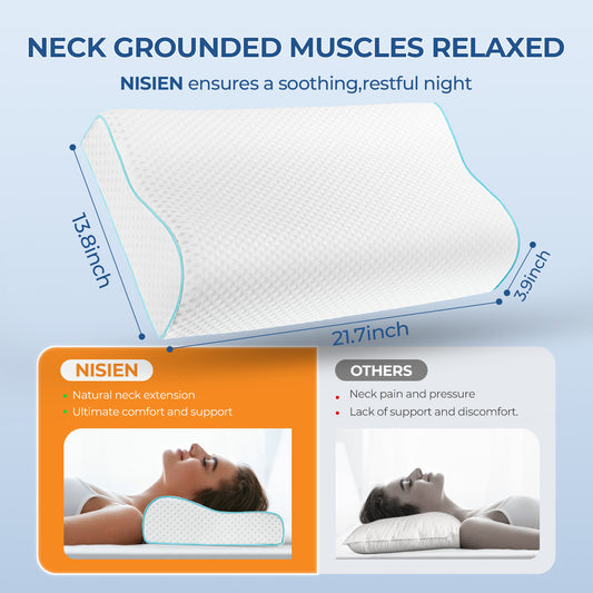 Memory Foam Pillows, Bed Pillow for Sleeping, Ergonomic Cervical Pillow Neck Support Pillow for Side Back Stomach Sleeper, Orthopedic Contour Pillow for Neck and Shoulder Pain