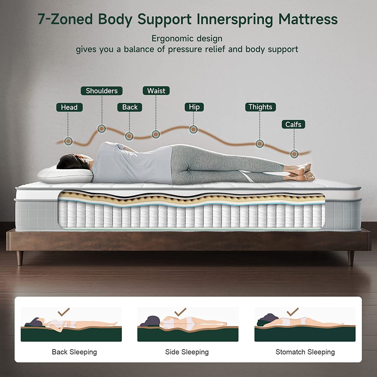 Twin XL Mattress 11 Inch Innerspring Multilayer Hybrid XL Twin Mattress - Ergonomic Design with Memory Foam and Pocket Spring Mattress Twin XL Size - Box Top Series Medium Firm Feel