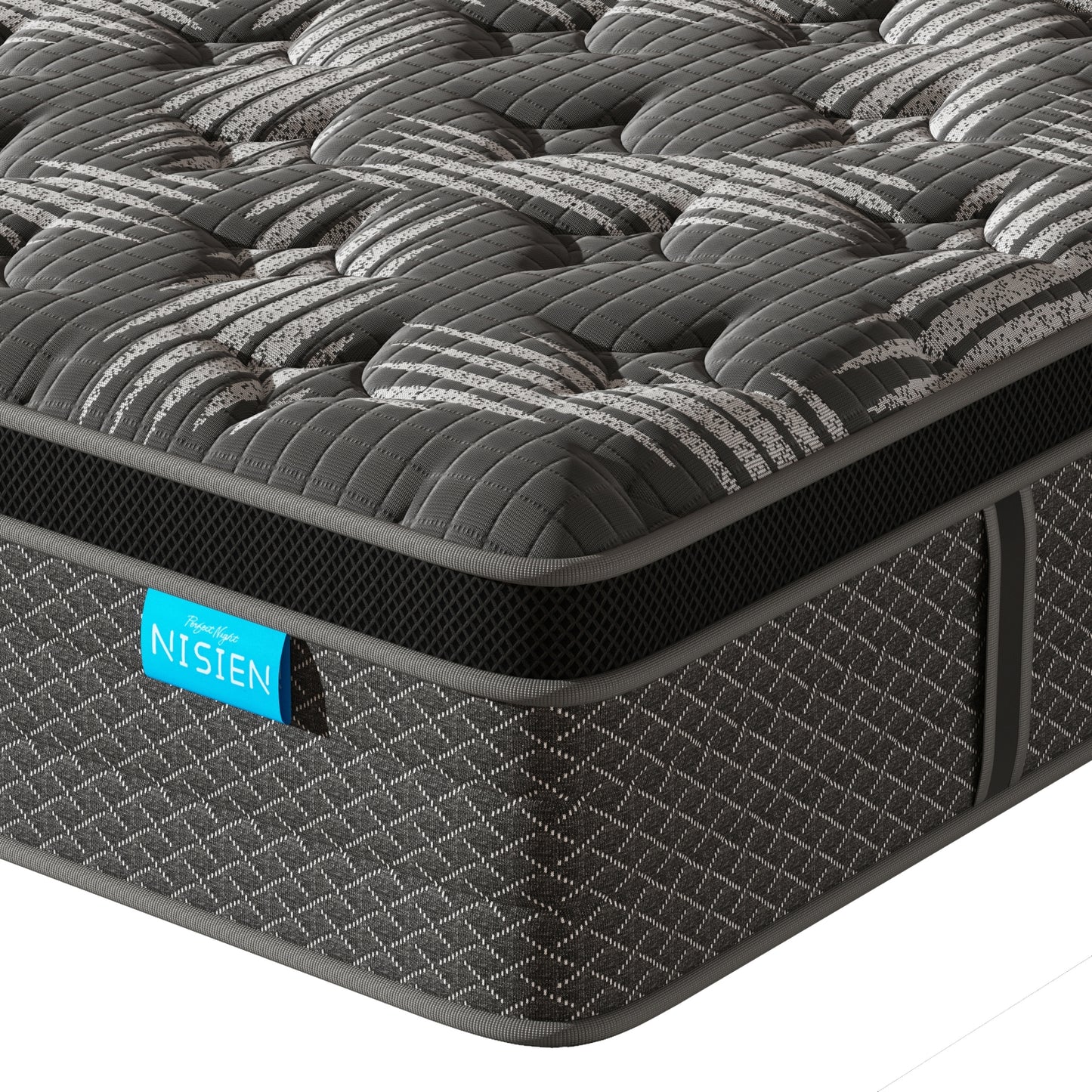 Nisien Black 10 inch Queen Mattress, Cooling Gel Memory Foam Hybrid Mattress in a box, Queen, Medium,Euro Top