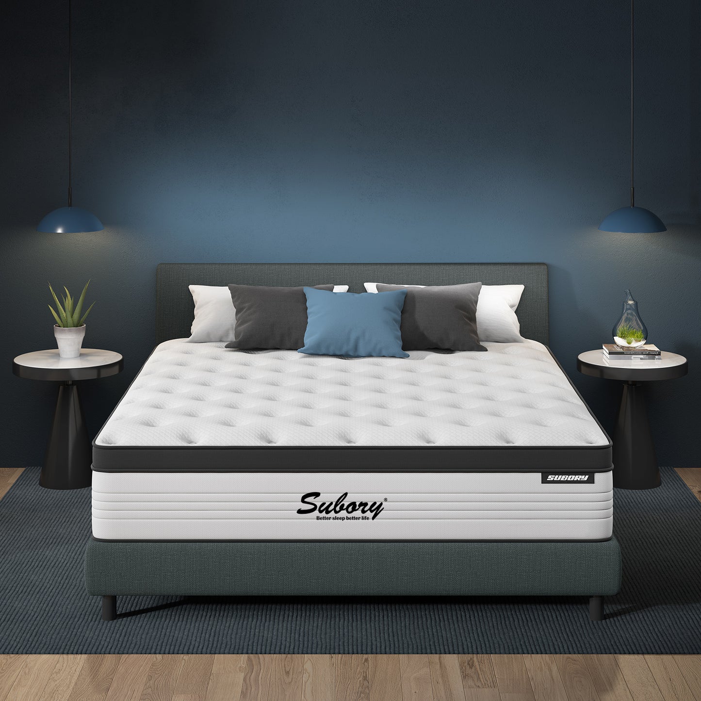 Hybrid Mattress, 12-Inch Mattress in a Box, Pocketed Innerspring and Memory Foam Mattress, Medium Firm with Pillow Top, Supportive