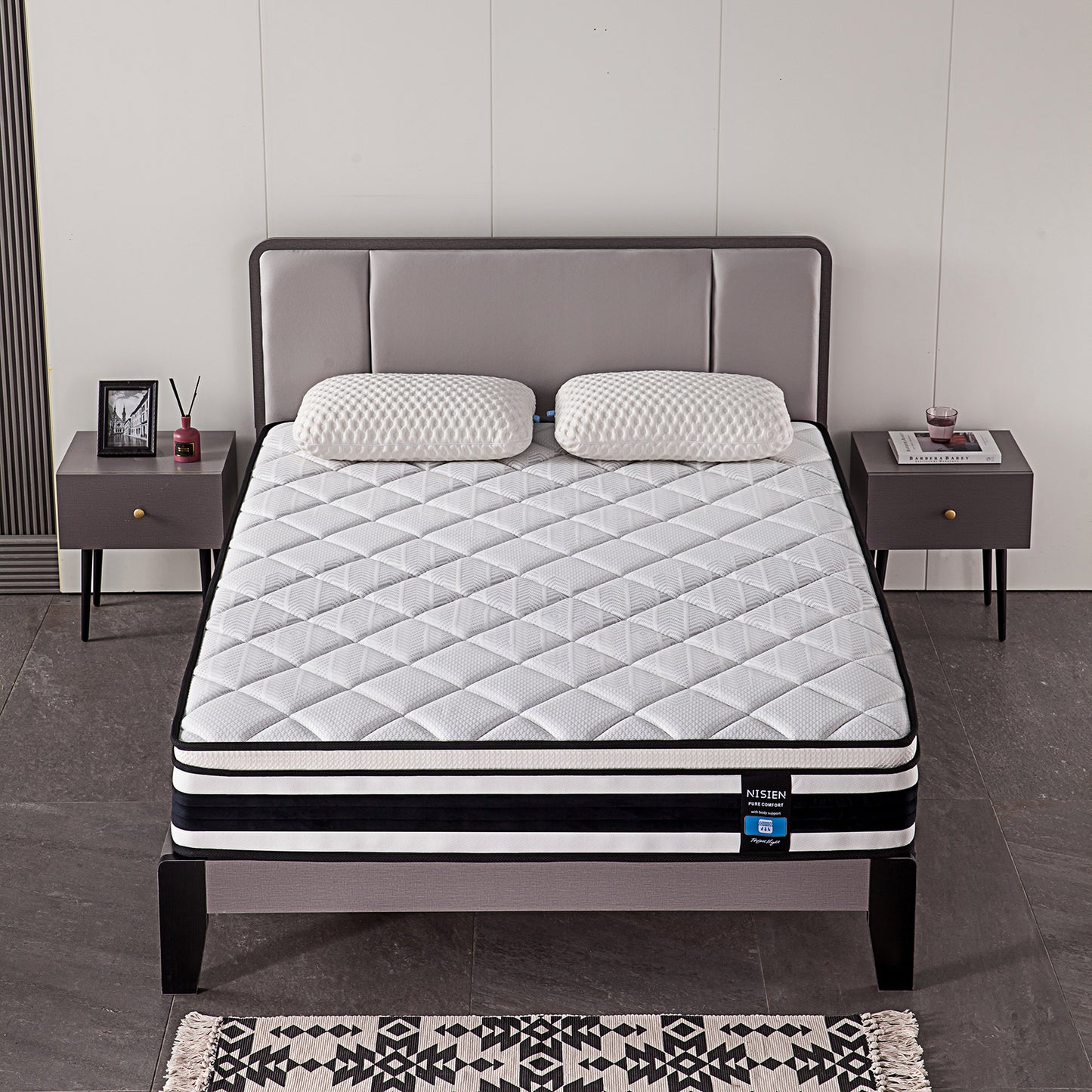 Nisien 10 Inch Gel Memory Foam Hybrid Mattress in a Box,Euro Top Bed Mattress for Cooler Sleep,100-Night Free Trial