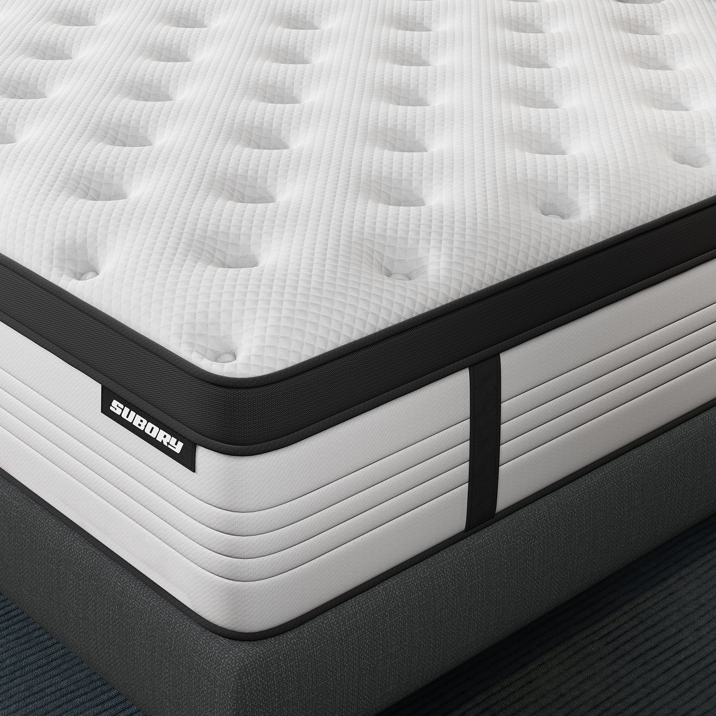 Hybrid Mattress, 12-Inch Mattress in a Box, Pocketed Innerspring and Memory Foam Mattress, Medium Firm with Pillow Top, Supportive