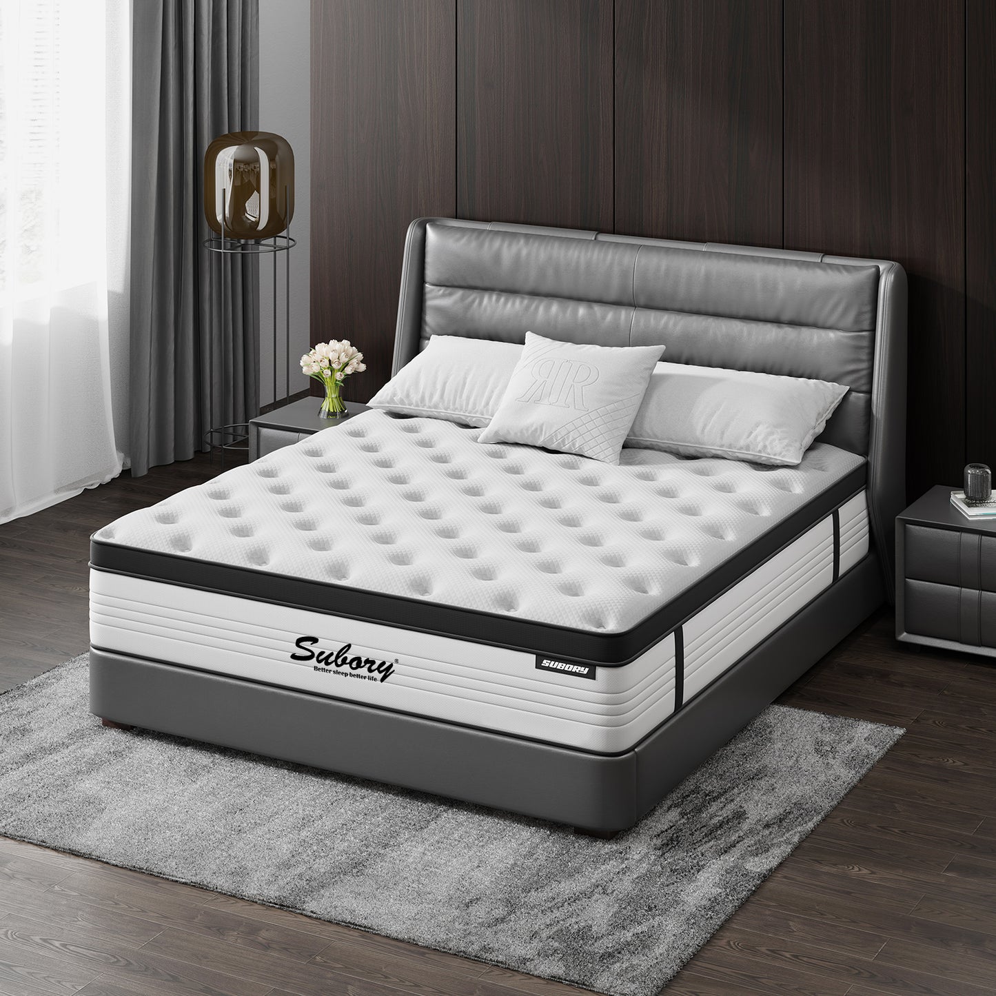 Hybrid Mattress, 12-Inch Mattress in a Box, Pocketed Innerspring and Memory Foam Mattress, Medium Firm with Pillow Top, Supportive